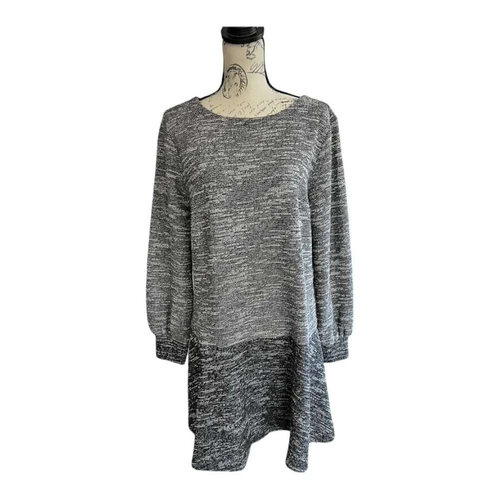 Loft Mixed Melange Flounce Dress size large - Picture 2 of 7